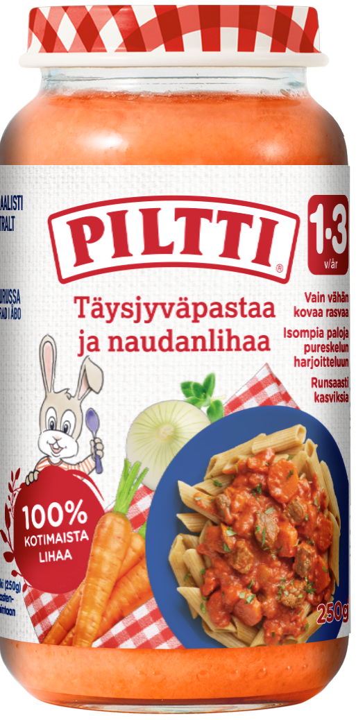 Täysjyväpastaa ja naudanlihaa